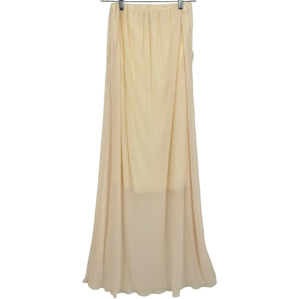 Vintage y2k Women's Cream Nymphe Flowy Fairy Maxi Skirt W/ Sheer Chiffon Overlay
